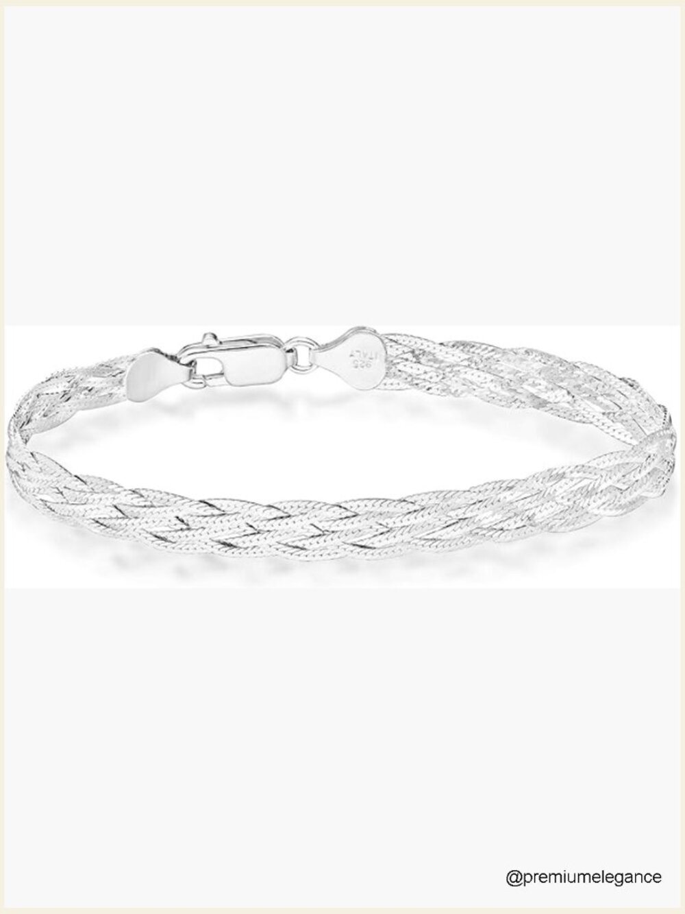Italian 925 Sterling Silver Tri-Color Gold Plated 6-Strand Braided Herringbone
